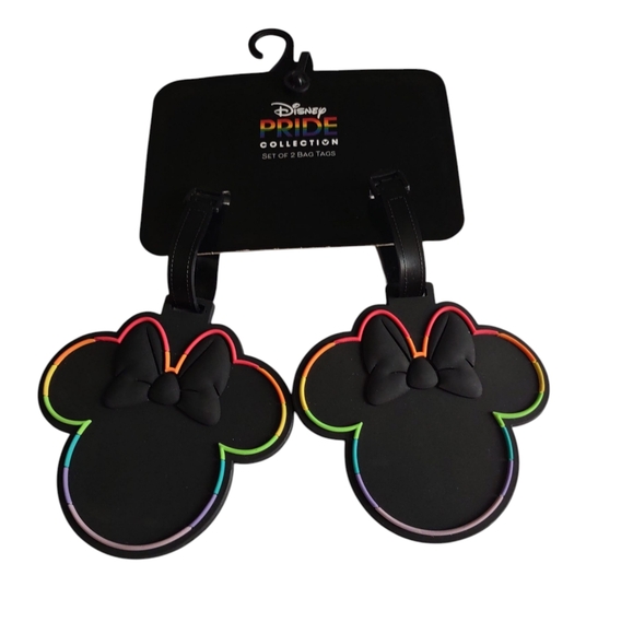 Disney Pride Collection Set Of 2 Rainbow Minnie Mouse Bag Tags - Picture 1 of 9